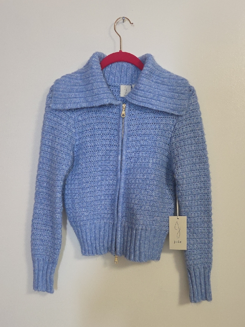 NWT JOIE Knit Cardigan Zip Up Sweater Jacket 2 Way Gold Zipper XS